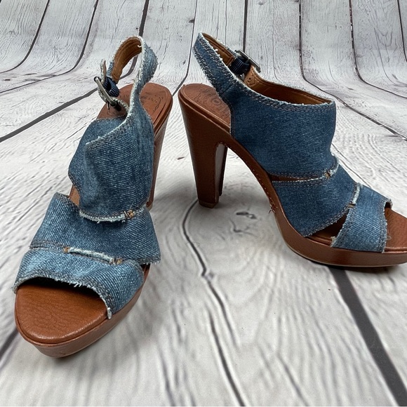 LUCKY BRAND Peggy Y2K denim platform chunky heel open toe shoes NWT, size 7 - Picture 4 of 12
